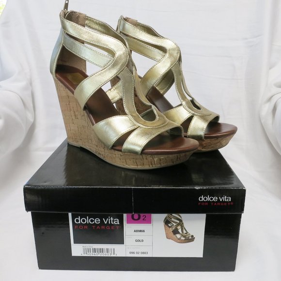 Dolce Vita for Target Gold Cork Wedges - Picture 1 of 7